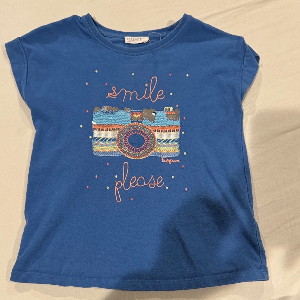 Talbots Blue Kids Tee with Camera Graphic